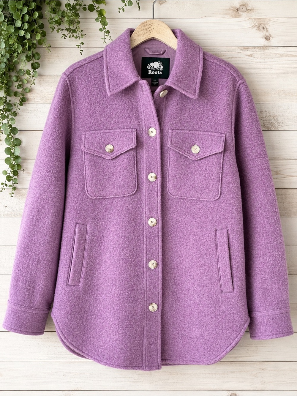 NWOT Roots Wool blend Seymour Shacket Women’s Small Lavender
